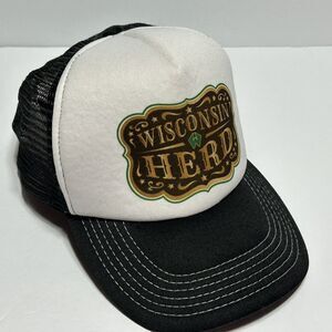 Wisconsin Herd Trucker Men's Hat Adjustable Ball Cap Baseball Black White